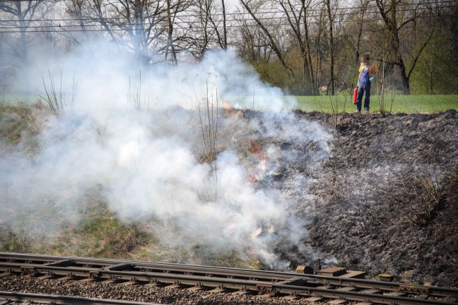 	Brand im Bereich der Bahnböschung in Marchtrenk sorgte für Einsatz zweier Feuerwehren