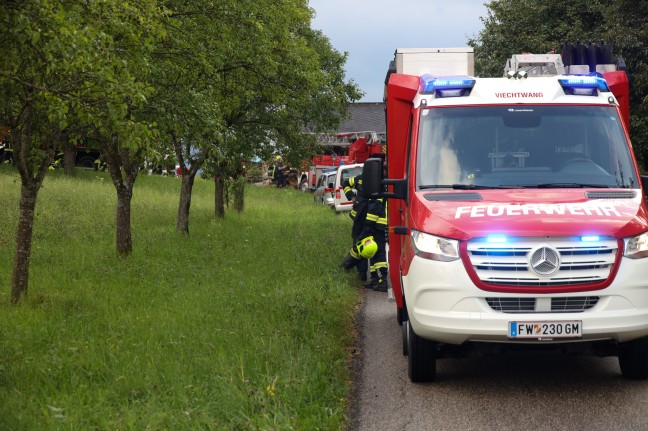 Drei Feuerwehren bei Brand eines Akkus im Keller eines Bauernhofes in Scharnstein im Einsatz