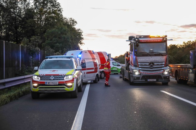 Unfall im Rückstau: Mehrere Fahrzeuge auf Welser Autobahn bei Weißkirchen an der Traun kollidiert