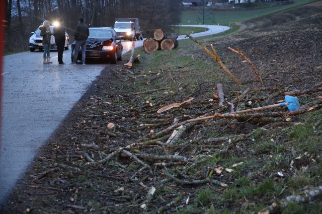 Umgestürzter Baum bei Kematen am Innbach löste Unfall mit drei beteiligten PKW aus