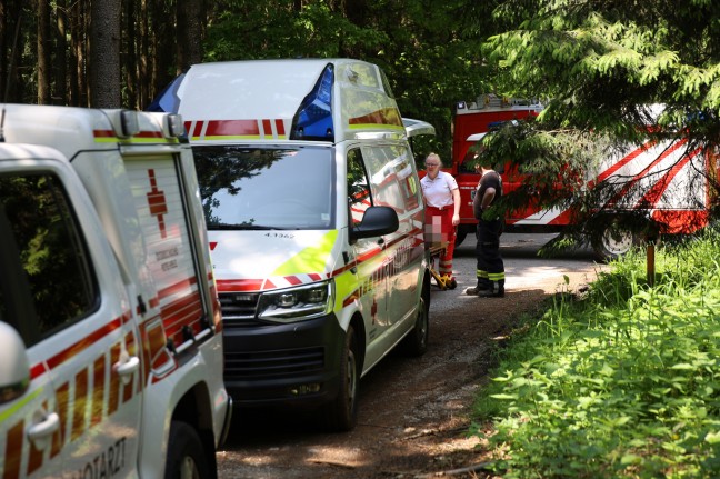 	Personenrettung: Verletzten Radfahrer aus Waldstück am Hausruck gerettet