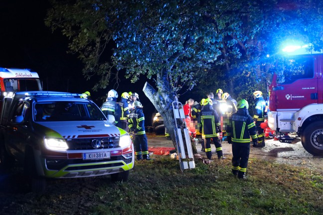	Auto gegen Baum: Vier teils Schwerverletzte bei nächtlichem Verkehrsunfall in Wartberg an der Krems