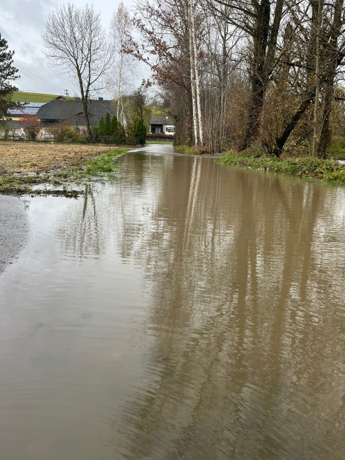 	Überflutungen: Innbach und Zubringer in Pichl bei Wels nach starkem Regen über Ufer getreten