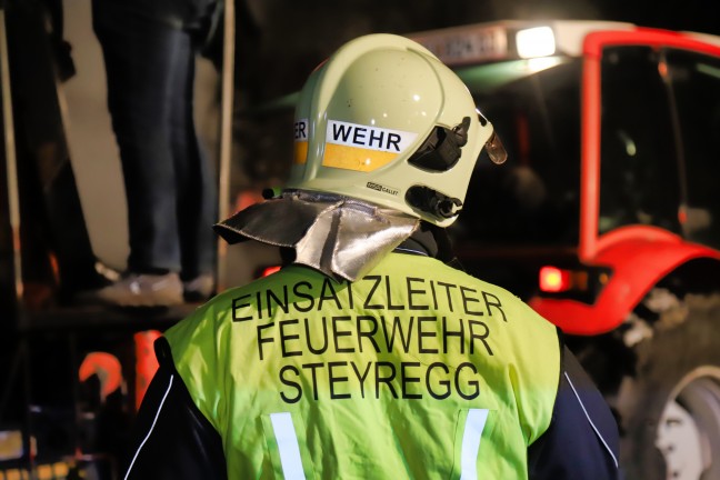 	Erneut brennender Holzstoß: Zwei Feuerwehren bei nächtlichem Brand in Steyregg im Einsatz