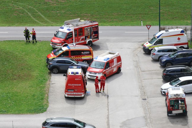 Fnf Feuerwehren bei grerem Waldbrand auf einem steilen Hang in Rosenau am Hengstpa im Einsatz