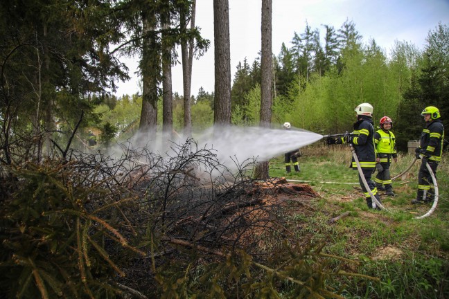 Drei Feuerwehren bei Brand in einem Waldstck in Sipbachzell im Einsatz