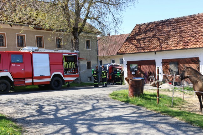 Fnf Feuerwehren bei Brand in einem Gebude in Gaspoltshofen im Einsatz