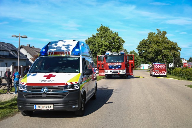 Brand eines Abfallcontainers in Marchtrenk griff auf Stiegenaufgang eines Gebudes ber