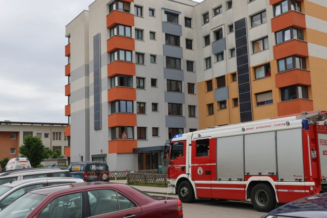 Personenrettung: Einsatzkrfte zu einer Person in Absturzgefahr in Wels-Pernau alarmiert
