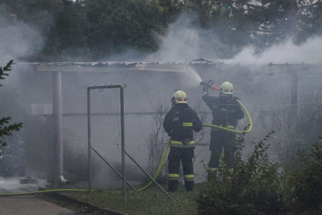 Mllinsel in einer Wohnanlage in Wels-Vogelweide in Vollbrand