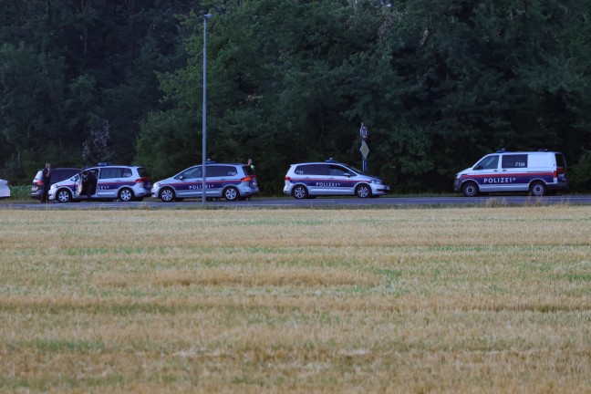 Schneise durch Maisfeld: Auto kracht nach Flucht vor Polizei in Gunskirchen gegen Bume am Waldrand