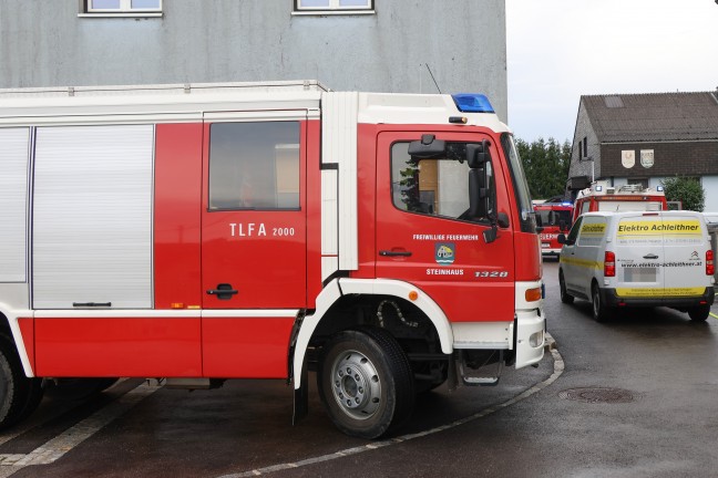 berfluteter Keller eines Mehrparteienwohnhauses nach Gewitter mit Starkregen in Steinhaus