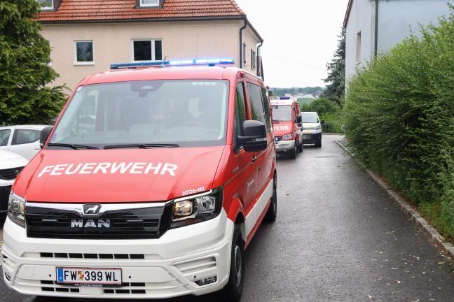 berfluteter Keller eines Mehrparteienwohnhauses nach Gewitter mit Starkregen in Steinhaus