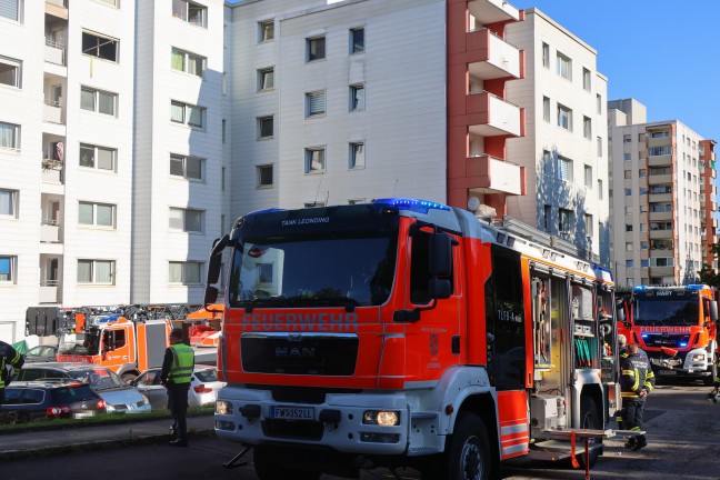 Wohungsbrand in Leonding: Person aus fnftem Stock gerettet - Hund berlebte Brand nicht