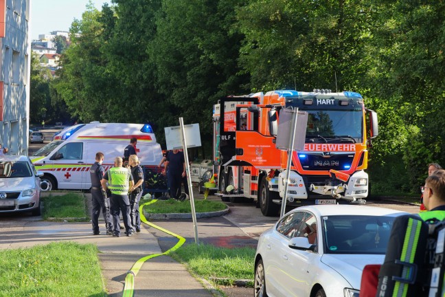 Wohungsbrand in Leonding: Person aus fnftem Stock gerettet - Hund berlebte Brand nicht