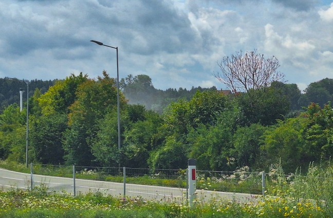 Grolfter der Feuerwehr nach Brandgeschehen bei Unternehmen in Vorchdorf im Einsatz