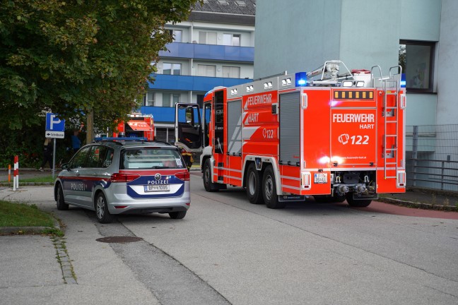 Brand von Abfallcontainern in einer Mllinsel in Leonding sorgte fr Einsatz der Feuerwehr