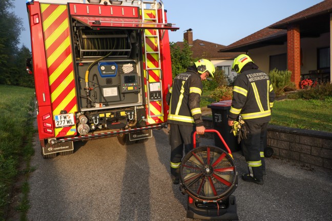 Verpuffung an Pelletsheizung sorgte fr morgendlichen Feuerwehreinsatz in Weikirchen an der Traun