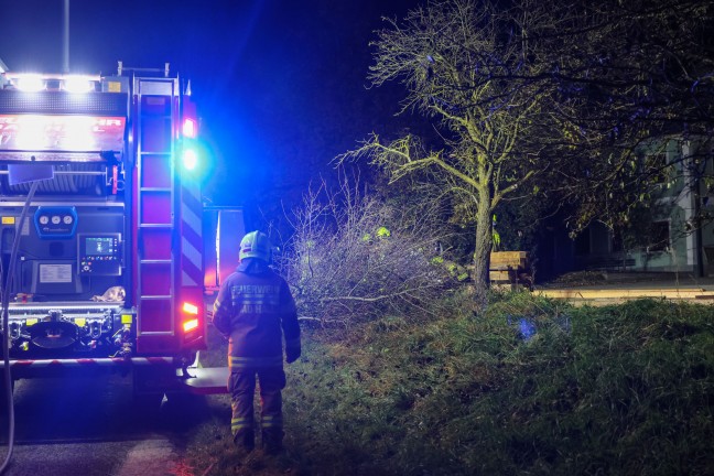 Auto nach Crash gegen Baum in Bad Hall berschlagen und am Dach liegend zum Stillstand gekommen