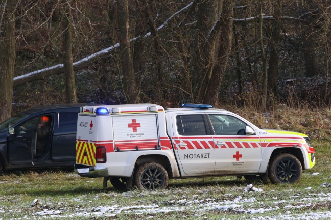 Personenrettung: Rettung einer verletzten Person aus unwegsamem Waldstck in Sipbachzell