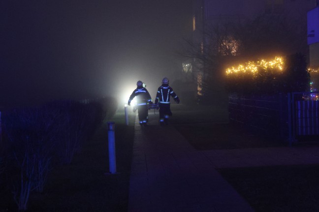 Brand einer Wohnrauml�ftung in Wels-Schafwiesen breitete sich auf Geb�udefassade aus