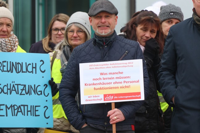 Streik der Besch�ftigten an acht Ordensspit�ler-Standorten in Ober�sterreich
