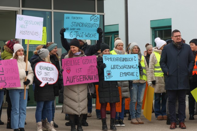 Streik der Besch�ftigten an acht Ordensspit�ler-Standorten in Ober�sterreich