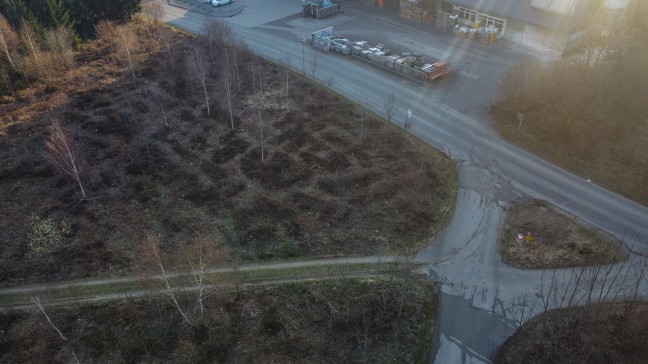 Einsatzkr�fte zweier Feuerwehren bei Brand in einem Waldst�ck in St. Agatha im Einsatz
