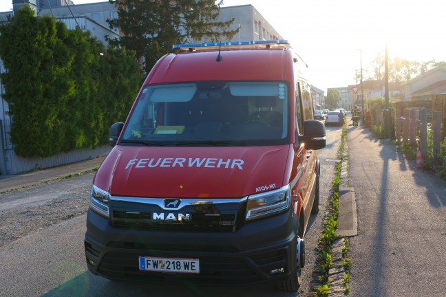 Einsatzkr�fte der Feuerwehr zu Rettung eines Rehs in Wels-Neustadt gerufen