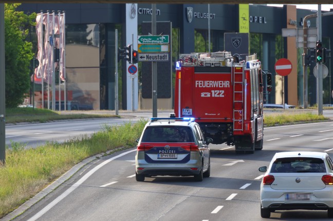 Feuerwehr bei Kleinbrand eines Geb�sches und Unrats am Weigl-Viadukt in Wels-Pernau im Einsatz