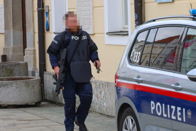 Schwer bewaffnet: Gr��erer Polizeieinsatz im Rathaus in Wels-Innenstadt sorgte f�r Aufregung