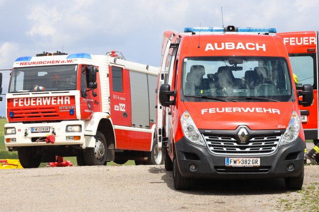 F�nf Feuerwehren bei Brand auf einem Bauernhof in Eschenau im Hausruckkreis im Einsatz