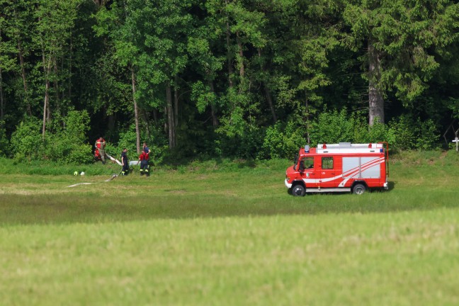 F�nf Feuerwehren bei Brand auf einem Bauernhof in Eschenau im Hausruckkreis im Einsatz