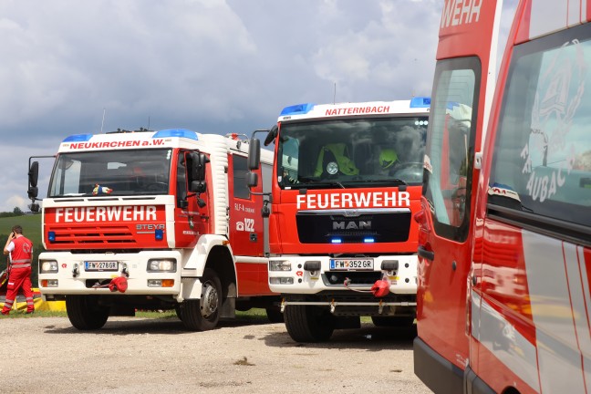 F�nf Feuerwehren bei Brand auf einem Bauernhof in Eschenau im Hausruckkreis im Einsatz
