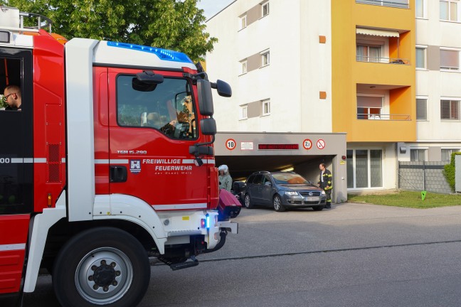 Stau in der Tiefgarage einer Wohnanlage in Wels-Schafwiesen durch Feuerwehr rasch aufgel�st