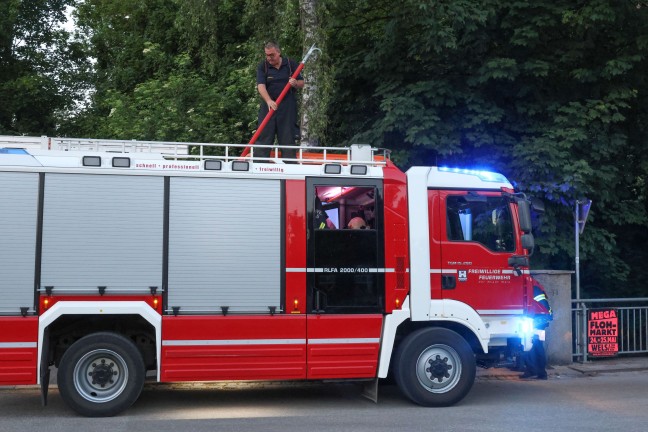 E-Scooter: Feuerwehr in Wels-Lichtenegg bei Bergung eines Leihscooters aus dem M�hlbach im Einsatz