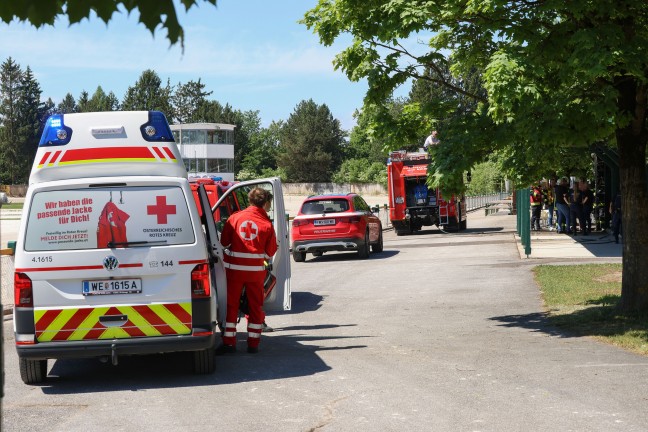 Brand bei einem Unterstand am Gel�nde einer Trabrennbahn in Wels-Lichtenegg