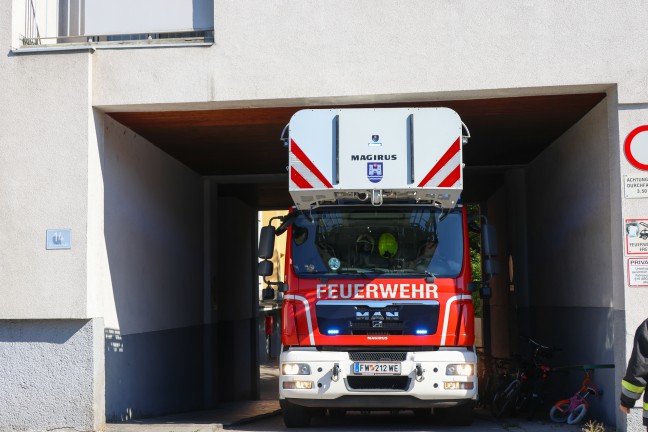 Brandverdacht: Piepsender Heimrauchmelder in einer Mehrparteienhauswohnung in Wels-Neustadt