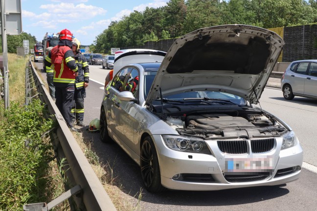 Feuerwehr bei vermeintlichem PKW-Brand auf Welser Autobahn in Wels-Puchberg im Einsatz
