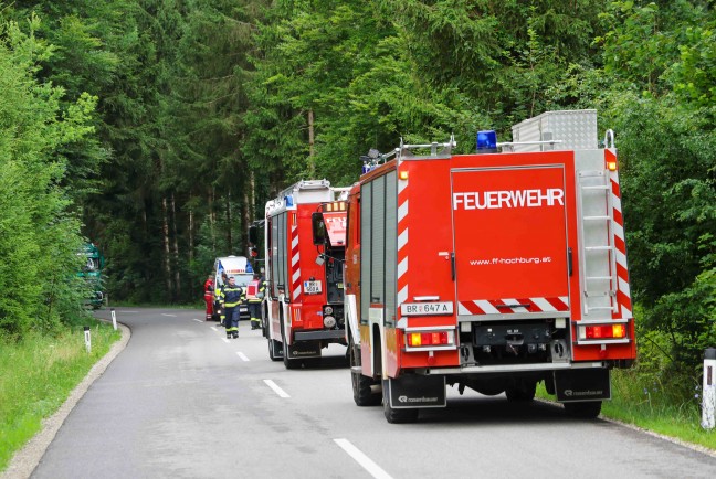 Auto gegen Baum: Schwerer Verkehrsunfall in einem Waldst�ck bei Hochburg-Ach