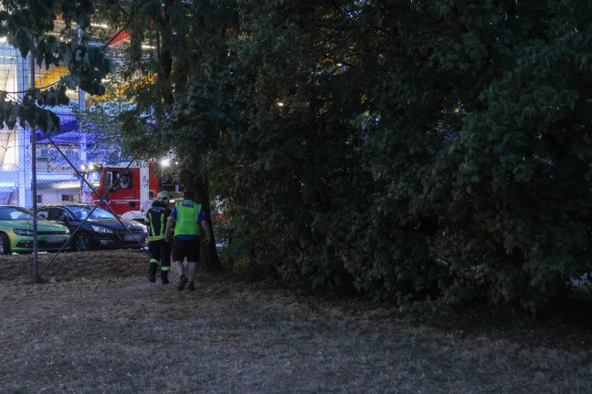 Kleinfl�chiger Flurbrand auf einem Spielplatz in Wels-Neustadt durch Feuerwehr abgel�scht
