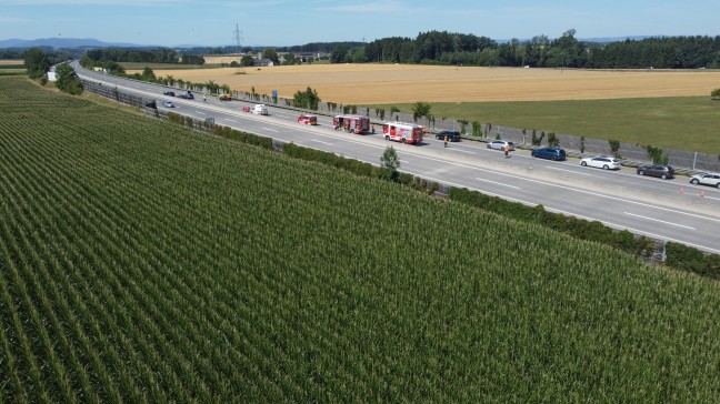 Eberstalzell: Stau nach Verkehrsunfall im Reiseverkehr auf Westautobahn