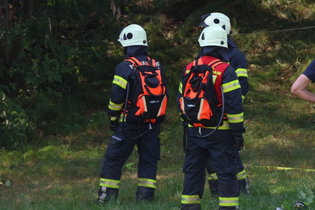 Gro�einsatz der Feuerwehren bei Brand einer H�tte bei einem kleinen Waldst�ck in Ottnang am Hausruck