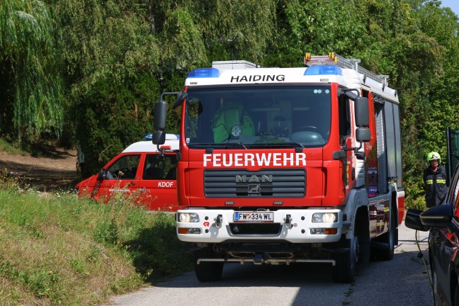 Personenrettung: Mann in einem Waldst�ck in Wallern an der Trattnach unter Baum eingeklemmt