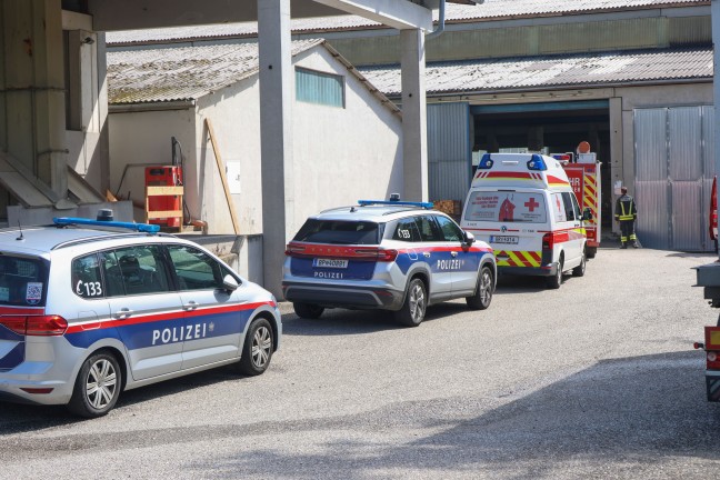 Reanimation: Arbeiter auf Firmengel�nde in Meggenhofen unter umgest�rztem Baukran eingeklemmt