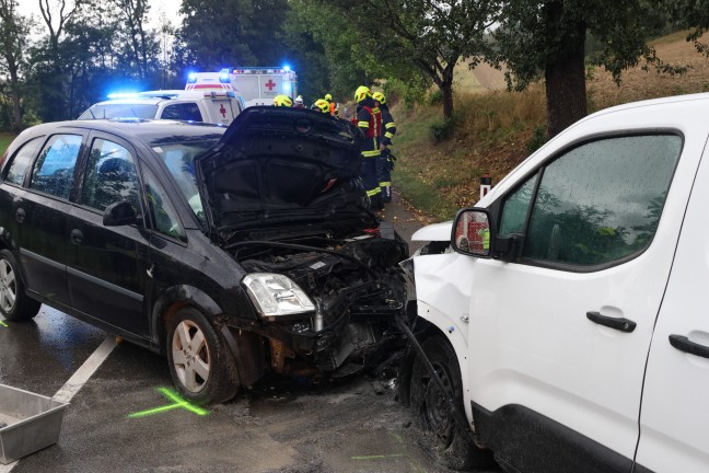 Schwerer Frontalcrash: Menschenrettung nach Kollision zweier Fahrzeuge bei Bachmanning