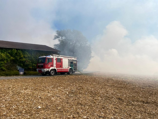 Drei Feuerwehren bei gr��erem Feldbrand in Steinerkirchen an der Traun im Einsatz