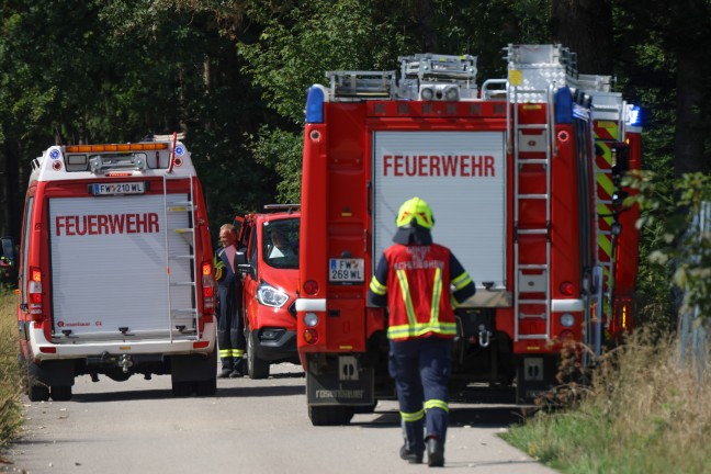 Glosende Stelle in einem Feld bei Schlei�heim durch Feuerwehr rasch abgel�scht