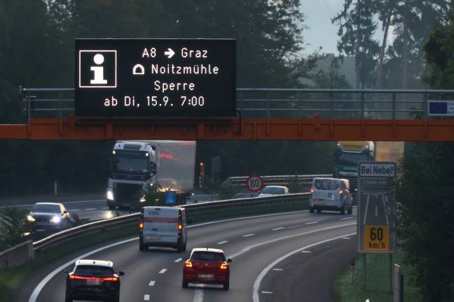 Totalsperre der Innkreisautobahn f�r Generalsanierung der Tunnel Noitzm�hle und Steinhaus-Taxlberg