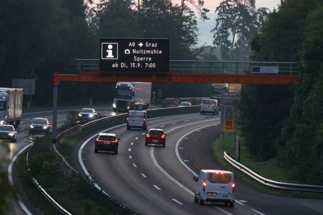 Totalsperre der Innkreisautobahn f�r Generalsanierung der Tunnel Noitzm�hle und Steinhaus-Taxlberg